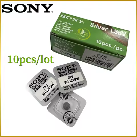 10pcs Original SONY 379 Batteries SR521SW 379A 379 179 D379 SR63 1.5V Alkaline Coin Cell Silver Oxid
