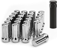 glorider M14x1.5 Lug Nuts, 24pcs 14 x1.50 Spline Chrome Aftermarket Wheel Lug Nuts Large with 2 Sock
