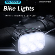 BUCKLOS Bike LED Headlight Taillight USB Charging Bicylce Lights Waterproof Portable Cycling Safety Light Bike Accessories