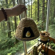 Sarang burung nuri musim panas yang bernafas, sarang burung tali kapas gantung buatan tangan, sarang