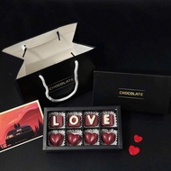 Chocolate / Chocolate Square Box of 8 with Card Bag