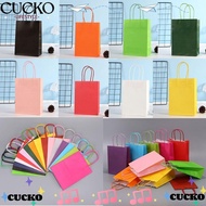 CUCKO 6PCS Colored Kraft Paper Bags, Packaging Hand-held Rectangular Gift, Mini Candy Colorful Christmas with Handles Festival Gift Bag Party