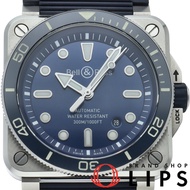 Bell & Ross BR-03 潛水錶 藍鋼 42mm BR03 DIVER 藍鋼 BR03A- D淨化草本-BLU-ST/SRB 附錶盒、保固卡、不鏽鋼/橡膠錶帶、男士腕錶、藍色、拋光、成色極佳