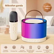 Speaker Karaoke Portabel Bluetooth dengan Mikrofon Wireless dan Lampu RGB - K1/K12/Y1