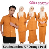 Raya 2026 Dhia Cotton Set 777 Orange Peel Baju Kurung Moden Riau Sulam Aminah Kemeja Sedondon