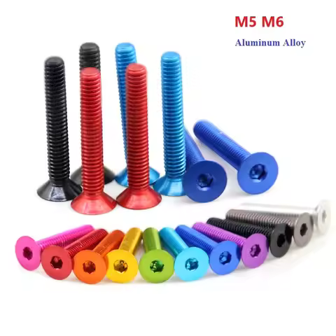Aluminum Alloy Flat Screws M5 M6 Hex Socket Countersunk Head Screws Bolts Anodized Color