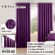 G9 DARK PURPLE Siap Jahit Langsir Rumah, Langsir RAYA Kain Tebal Blackout 85% For Windows,Sliding  J