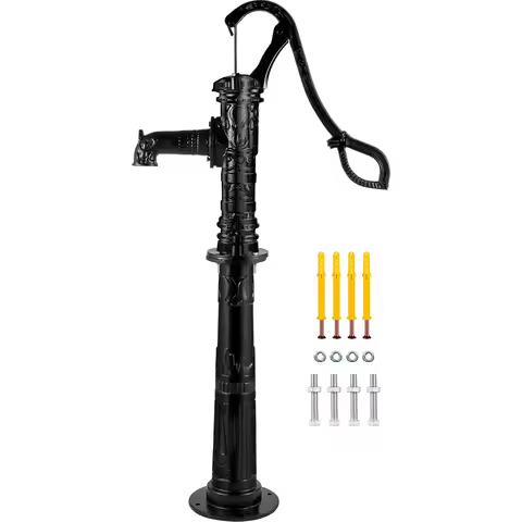SucceBuy Hand Water Pump with Stand 15.7 x 9.4 x 53.1 inch Pitcher Pump & 26 inch Pump Stand for Yar
