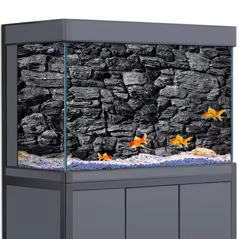 Aquarium Background Sticker Marble Black Stone Rock Wall HD Wallpaper Fish Tank Reptile Habitat Terr