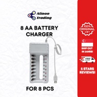 SG SELLER USB 8 Slots Fast Charging Battery Charger Short Circuit Protection AA Rechargeable Battery Station