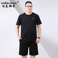 Plus Size Plus Size Sports Suit Male Fat Guy Loose Cotton Short-Sleeved t-Shirt Fat Guy Elastic Shor