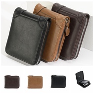 MGZ54 Multi Function Men Short Wallet with Zipper PU Leather Men Coin Purses Casual Coin Purses Men Card Holder Men