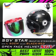 SET KOMBO TOPI KELEDAR SGV STAR HELMET METALLIC BLACK SIZE: L 60CM (SIRIM CERTIFIED) + BIKKO/BOGO RE