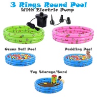 Ready Stock 3 Rings Inflatable Swimming Pool Kolam Renang Budak Kolam Mandi budak Renang Bulat 3ring