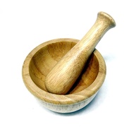 New Mini Wooden Mortar &amp; Pestle Grinding Bowl Set Garlic Crush Pot Kitchen Tool