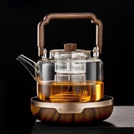 世器胡桃木電陶爐煮茶器玻璃燒水壺大容量煮茶壺小型電熱茶爐套裝