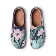 UIN ผู้หญิงรองเท้าน้ำหนักเบารองเท้าแตะรองเท้าผ้าใบสำหรับเดินลำลองดอกไม้ทาสีท่องเที่ยวรองเท้าผ้าแคนวาส