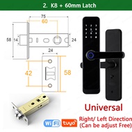 2023 NEW RAYKUBE K8 Tuya Wifi Smart Door Lock TT Lock Fingerprint Lock Digital Electric Lock With Longer Larger Handle Panels