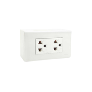 NANO ชุด เต้ารับคู่ มีกราวน์ (สีขาว) รุ่น Classic Series  เต้ารับ รหัสสินค้า: CS55-BW
