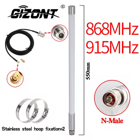 868Mhz 915Mhz LORA Antenna Helium Hotspot Miner Outdoor Fiberglass Antenna RG-58U RP-SMA Cable For R