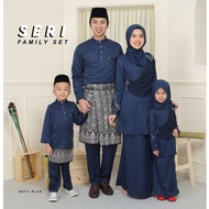 Set Family Kurung Moden Seri「 Warna Peach 」 Set Sedondon Keluarga Baju Kurung Dan Baju Melayu Biru G