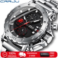 CRRJU Jam Tangan Pria Terbaru 2022 Bisnis Merek Mewah Chronograph Quartz Jam Tangan Stainless Steel 