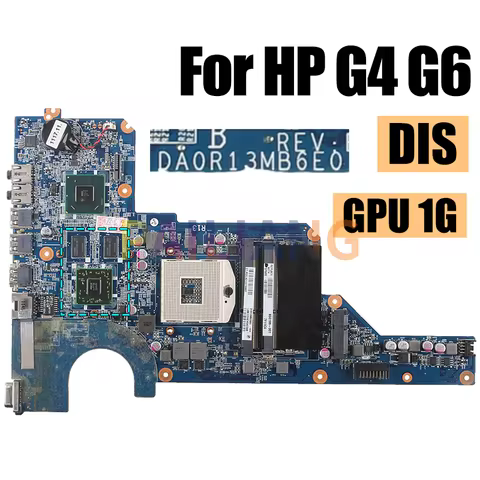 For HP G4 G6 Notebook Mainboard Laptop DA0R13MB6E0 HM65 216-0809024 1G 636373-001 650199-001 Motherb