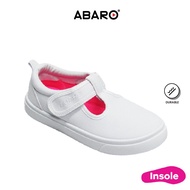 ABARO Girls Canvas School Shoes - White 2213