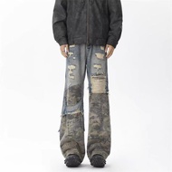 Original Clothes Room · Atelier🔥Super All-Match🏖️High Street Camouflage Stitching Ripped Jeans Men S