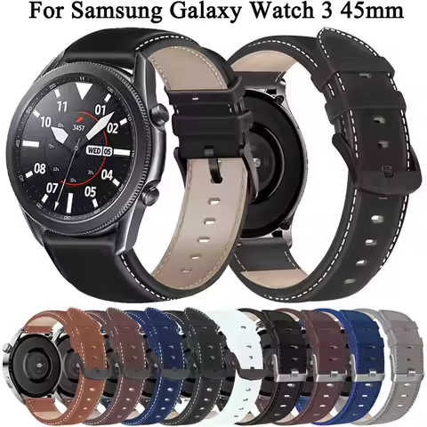 22mm Leather Watch Strap For Samsung Galaxy 46mm SM-R800 Silicone Bracelet For Samsung Watch 3 45mm 