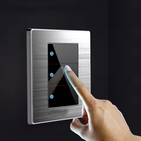 1 2 3 4 Gang 1 2 Way Household Switch Socket type 86 wall with led brushed stainless steel mirror Re