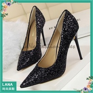 Sequined Wedding Shoes|LANA Black Gold Blue Colorful Champagne Heel High 9.5CM Pointed Toe Shining S
