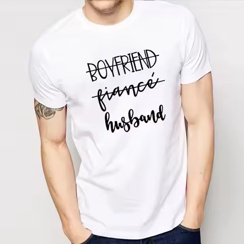 Boyfriend Fiance Husband T-Shirt Future Mr White Tee Fiance Shirt Bachelorette Party Tops Trendy Cas