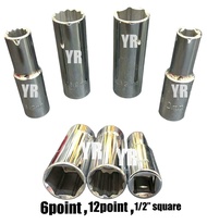 1/2" x 6PT / 12PT Deep Long Hand Box Socket 8mm-27mm Deep Length Box Socket 6point 12point 1/2"