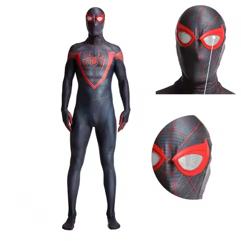 Spider Man Miles Morales Cosplay Costume PS5 Game Anime Full Body Spandex Jumpsuit Adult Halloween C