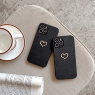 OPPO A94 A92 A72 A52 A73 A55 A53 A53s A32 A31 A9 A5 2020 A12e A3s Reno 6 Pro 5 4 3 4G 5G F11 R17 Phone Case Metal Love Loving Heart Black Leather Simple Soft TPU Casing Case Cover