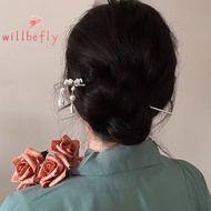 [WillBeRedS] Vintage Chinese Style Hanfu Hair Stick Women Metal Flower Hair Fork Hair Chops Hairpin Woman Jewelry Hair Clip Accessories [NEW]