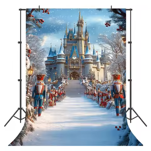 LS Winter Xmas Nutcracker Castle Backdrops Kids Adult Photography Props Snowflake Little Princess Ch