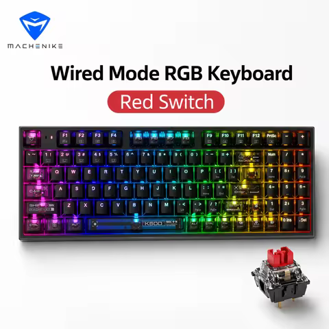 Machenike K500-B94 V2 Wired Mechanical Keyboard 94 Keys Hot Swappable RGB Gaming Keyboard Transparen