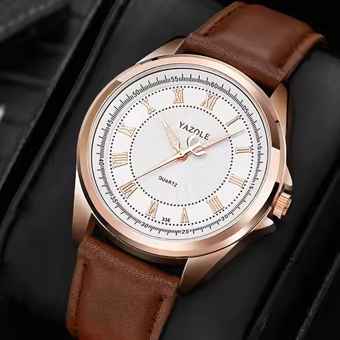 YAZOLE 336 Men's Quartz Watch Business Men's Wristwatch Leather Luminous Fashion Watch relojes para 