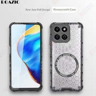 For Honor 200 Smart 5G Phone Case Honeycomb Design Clear Magnetic Wireless Charging Casing Drop Prot