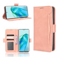 全城熱賣 - 適用於 Honor X9A / X40 / Magic5 Lite 5G 膚感牛紋多卡槽手機皮套（粉色）