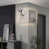 Living Room Double-Sided Wall Clock Internet Celebrity Panda Corner Clock New Model Perpetual Calend