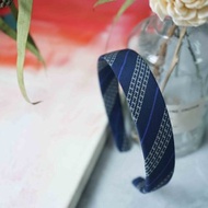 古董領帶改製手工髮箍-CHANEL香奈兒logo-深藍-/交換禮物