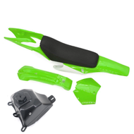 ชุดสีวิบาก / สติ๊กเกอร์ ชุดสีรถวิบาก แฟริ่งวิบาก ครบชุด KLX110 KSR110 KX85 สีน้ำเขียว-ขาว แปลงใส่70-