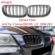 E90 E91 LCI Real Carbon Fiber Front Bumper Kidney Grill For BMW 3 Series E90 E91 320i 323i 330i 335i