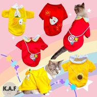 (B12) Dog-Cat Shirt Chinese New Year Bright Colors Good Fabric Wear It And Warm. Cute Pattern