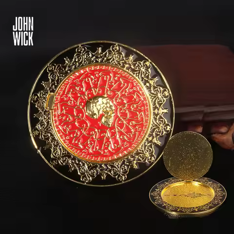 Movie John Wick Skull Coin Keychain Red Continental Hotel Card Blood Oath Marker Can Open Magnets Co