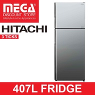 HITACHI R-VGX480PMS9-MIR 407L 2-DOOR GLASS INVERTER FRIDGE (3 TICKS)