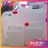 Cheap Viet Nhat white plastic cans 2 liters, 3 liters, 5 liters, 10 liters.